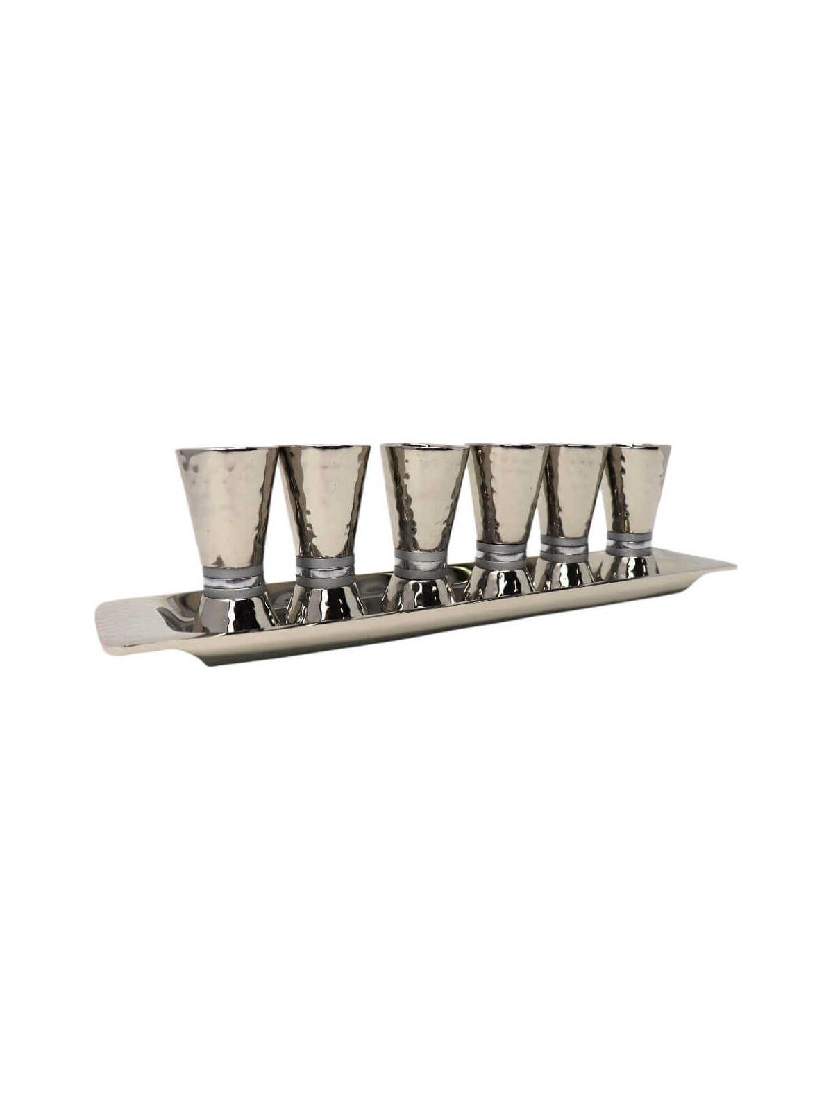 Hammered Liquor Cups with Tray | Kiddush Cups | Judaica
